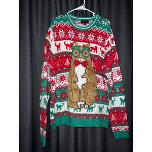 Ugly Christmas Sweater Xmas Size XL Cat